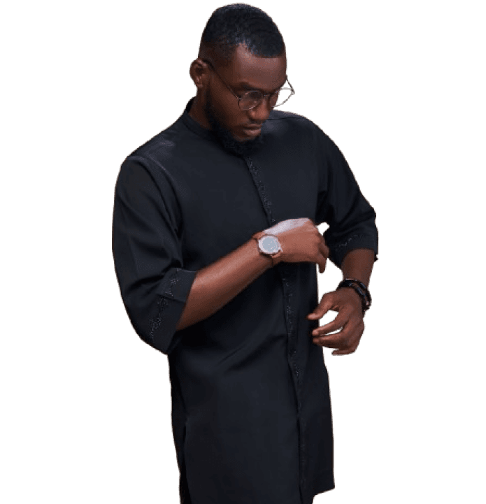 Man in black outfit